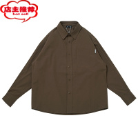 SHANCHAO危机青年工装衬衫男长袖日系休闲宽松纯色复古加绒衬衣外套潮