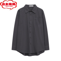SHANCHAO何记港风/6色 长袖衬衫 复古宽松百搭休闲工装衬衣外套男