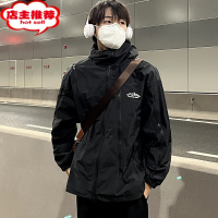 SHANCHAO美式外套男宽松复古工装连帽夹克潮牌休闲情侣骑行服潮