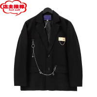 SHANCHAO送链条西服男秋季韩版潮流宽松百搭外套休闲港风潮牌帅气小西服