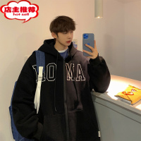SHANCHAO美式连帽卫衣男士秋季港风oversize休闲夹克外套高街潮流百搭开衫