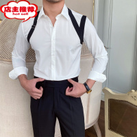 SHANCHAO鹿三先生设计感白色长袖衬衫男士韩风宴会时尚型男小众衬衣潮