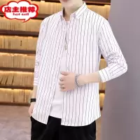 SHANCHAO2023年新款男款长袖条纹衬衫男士帅气轻熟风青少年男生衬衣