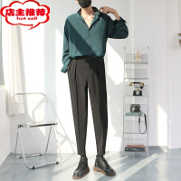 SHANCHAO痞帅男装一套衬衫男高级感长袖内搭寸衫ins潮牌搭配马丁靴的裤子