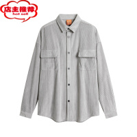 SHANCHAO[邓为同款]BTW灯芯绒衬衫长袖宽松秋季美式潮牌复古衬衣外套男