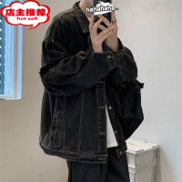 SHANCHAO破洞炸街外套高级范男痞帅港风欧美上衣工装牛仔夹克oversize