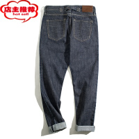 SHANCHAO工装美式原牛赤耳牛仔裤丹宁直筒复古深色裤男士