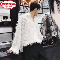 SHANCHAO韩国ulzzang舞台装个性羽毛夜店男歌手演出ins风网红款GD长袖衬衫