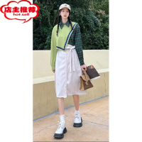 SHANCHAO情侣装新款韩版拼色连衣裙小众设计感ins法式卫衣一衣一裙潮