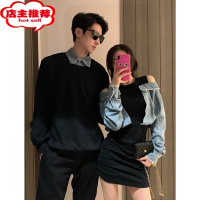 SHANCHAO情侣装新款小众高级感假两件卫衣连衣裙法式一衣一裙潮