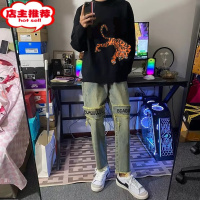 SHANCHAO精小伙卫衣男秋季印花痞帅快手网红同款下山虎长袖体恤上衣