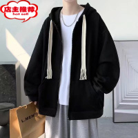 SHANCHAO卫衣男拉链熊猫胖子oversize连帽大码开衫加肥加大外套早薄款