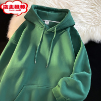 SHANCHAO墨绿色540g高克卫衣男冬纯色基础款美式oversize连帽外套