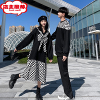 SHANCHAO2023新款潮流情侣装法式蝴蝶结假两件卫衣你衣我裙