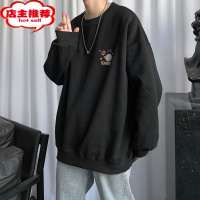 SHANCHAO棉款圆领无帽卫衣男士潮牌宽松学生冬季加绒加厚休闲外套