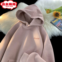 SHANCHAO潮牌呢子卫衣男款美式复古连帽外套oversize宽松高街衣服