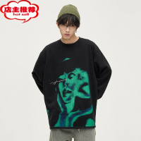 SHANCHAO尾郎的店美式街头水洗做旧长袖T恤男ins高街欧美春季上衣情侣卫衣