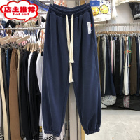 SHANCHAO特大码300斤休闲运动裤男宽松学生宽松束脚抽绳贴标灯笼裤夏季ins