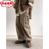 SHANCHAO日系复古cityboy宽松阔腿工装裤男式潮牌夏季百搭束脚休闲裤潮流