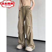 SHANCHAO冰丝伞兵降落工装裤子男士夏季薄款速干宽松直筒阔腿冲锋运动长裤