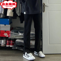 SHANCHAO新款休闲裤男女黑色直筒裤子宽松显瘦男士运动薄款ins潮高街