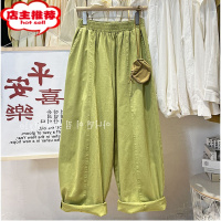 SHANCHAO大码300斤简约大气日系文艺老爹裤宽松慵懒直筒阔腿休闲裤男女装2