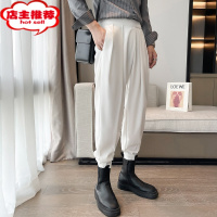SHANCHAO白色搭配马丁靴的裤子垂感高级感秋季魔术贴西裤男宽松工装束脚裤