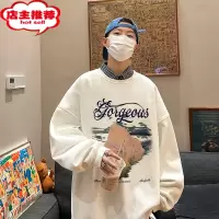 SHANCHAO男士卫衣新款2023款圆领美式复古外套hiphop大码早秋衣服