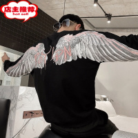 SHANCHAO卫衣男2022款潮牌翅膀印花外套韩版潮流新款男装痞帅上衣