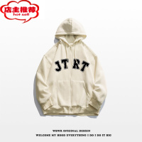 SHANCHAOvintage美式高街字母印花开衫连帽卫衣男秋季ins潮牌百搭宽松外套