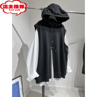 SHANCHAO特大码300斤可调节拉链开衩无袖马夹男oversize套头连帽卫衣马甲