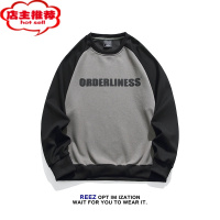 SHANCHAOREEZ[99购]拼接撞色圆领卫衣男日系潮牌宽松套头上衣