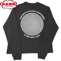 SHANCHAO新夏款D忧郁的富二代圆盘印花叠穿LOGO长袖T恤男女卫衣情侣款潮