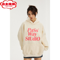 SHANCHAO Studio logo基础连帽卫衣潮牌情侣宽松加绒帽衫