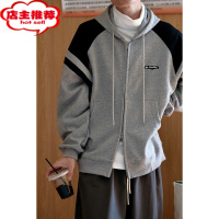 SHANCHAO可乐生活春季美式复古宽松BF运动风针织连帽卫衣百搭外套男女