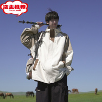 SHANCHAO禾子先生秋装男夹克复古连帽撞色山系青春帅气学生外套潮