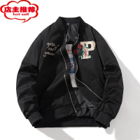 SHANCHAO欧美复古玫瑰刺绣外套男女情侣薄款飞行员夹克棒球服休闲上衣