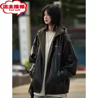 SHANCHAO 皮衣男外套23新款美式复古机车夹克潮流连帽ins