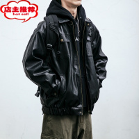 SHANCHAO美式复古派克服男士潮牌宽松休闲痞帅机车皮衣夹克防风外套