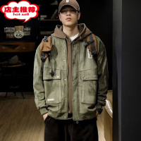 SHANCHAO潮牌麂皮绒棒球服男美式复古飞行员教练夹克工装休闲外套