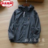 SHANCHAO防风防水!薄绒内衬男士户外休闲连帽冲锋夹克软壳外套潮