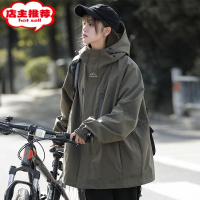 SHANCHAO美式连帽外套男款设计感宽松情侣户外登山服运动夹克上衣服