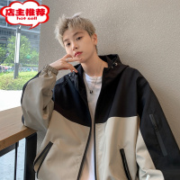 SHANCHAO美式飞行员夹克男2023新款cityboy连帽情侣拼接撞色宽松外套