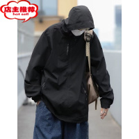 SHANCHAO美式机能风男女同款秋季情侣款潮牌连帽夹克拉链外套上衣服