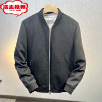 SHANCHAO100绵毛男士夹克款棒球服立领毛呢外套全毛短款上衣男潮