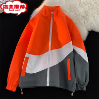 SHANCHAO半高领外套男潮牌复古拼色飞行员夹克户外休闲宽松上衣