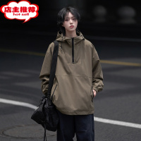 SHANCHAO外套男潮牌宽松半拉链飞行员夹克日系复古cityboy上衣