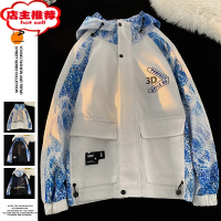 SHANCHAO工装外套男美式复古拼接户外青少年休闲帅气飞行员夹克