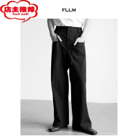 SHANCHAOfllm 舒适与百搭共存在腰部半松紧系带宽松肌理感长裤休闲裤男女
