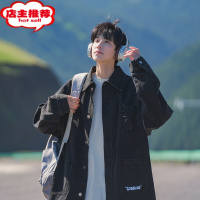 SHANCHAO牛仔外套男美式高街痞帅水洗做旧潮牌百搭休闲宽松夹克衣服